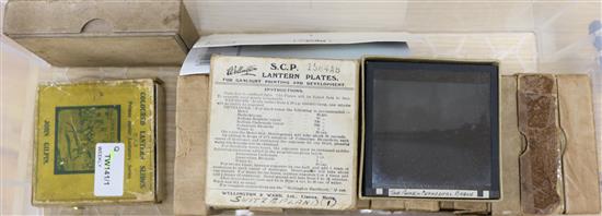 A collection of glass magic lantern slides, 1920s and 30s, including Paris, Holland, Germany, Switzerland etc.